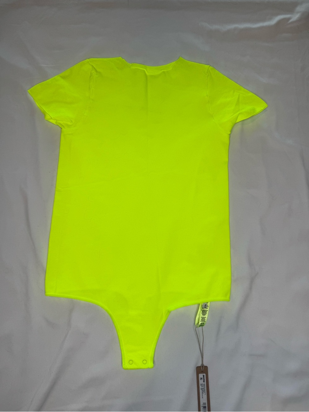 NWT Skims Essentials Neon Yellow One-Piece short sleeve Bodysuit